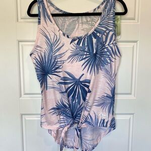Reel Legends Pink and Blue Tie Front Sleeveless Tank Top